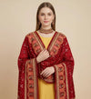 Luxe Chinon Kutch & Phulkari Heritage Art Mirror Work Embroidered Maroon Dupatta with Ornate Border