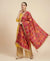 Luxe Phulkari Chinon Mirror Work Embroidered Pink Dupatta with Elegant Lace Border
