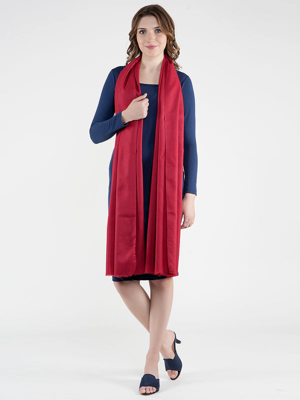 Solid Red Fine Wool Women Shawl – Soft Winter Wrap (80 x 40 Inches)
