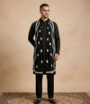 Black Nazneen Chiffon Mens Dupatta with Floral Embroidery & Border