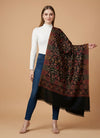 Regal Floral & Paisley Kani Weave Wool Blend Black Stole