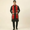 Organza Zari Buta Mens Dupatta – Red Tone with Gold Woven Design