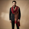 Mir-e-Khas Men's Mughal Palace Scenic Jacquard Woven Red Shawl with Zari Work