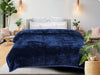 Super Soft Solid Velvet Finish Dark Blue Flannel AC Blanket (Size: 90 x 90 Inches) Blanket My Store 