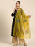 Luxe Organza Women Yellow Dupatta with Handbrush Floral Art & Beads