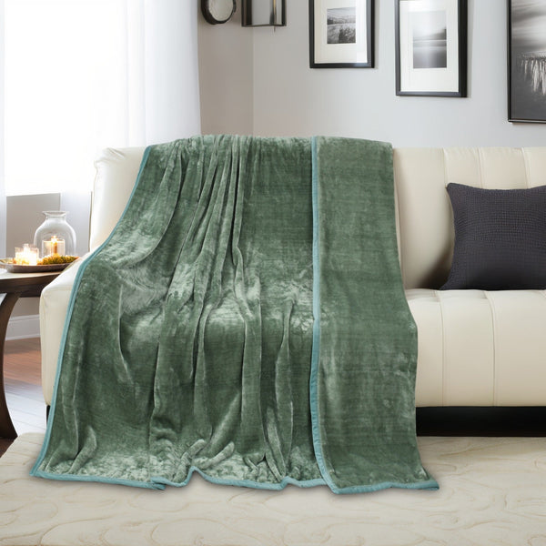 Super Soft Solid Velvet Finish Light Green Flannel AC Blanket (Size: 90 x 90 Inches) Blanket My Store 