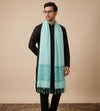 Cotton Mens Dupatta – Blue with Diamond Cut Work & Woven Border