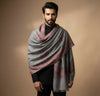 Mir-e-Khas Men's Kashmir-Inspired Kingri Jacquard Woven Grey Shawl with Floral Border