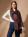 Regal Kani Weave Mughal Architecture & Floral Garden Wool Blend Black Stole