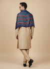 Woolen Zig-Zag Moonlight Zari Mens Stole | Heritage Wrap (80 x 28 Inches)