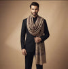 Mir-e-Khas Men's Kashmir-Inspired Jamawar Floral Paisley Vine Beige Shawl