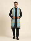 Organza Meena Jaal Mens Dupatta – Teal with Gold Woven Design