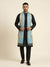 Organza Meena Jaal Mens Dupatta – Teal with Gold Woven Design