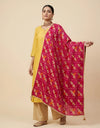 Luxe Phulkari Chinon Mirror Work Embroidered Dupatta with Elegant Lace Border