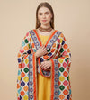 Chinon Floral Mirror Work Women Multicolor Dupatta with Designer Printed Panels & Lace Border