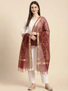 Maroon Organza Meena Jaal Dupatta | Elegant Sheer Festive Drape