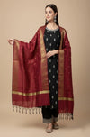 Maroon Woven Ethnic Motif Dupatta | Elegant Traditional Drape