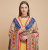 Chinon Floral Mirror Work Women Multicolor Dupatta with Designer Printed Panels & Lace Border