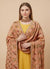 Luxe Heritage Phulkari Chinon Embroidered Peach Dupatta with Lace Border