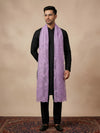 Organza Mens Dupatta – Lavender with Paisley Embroidery & Floral Design