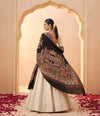 Naqsh-e-Kashmir Inspired Mughal Palace Scenic Jacquard Woven Black Shawl with Zari Work
