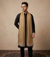 Gold Twill Net Mens Dupatta – Scalloped Cutwork Border with Buti Work