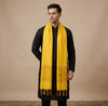 Cotton Mens Dupatta – Mustard with Diamond Cut Work & Woven Border