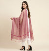 Pink Khadi Cotton Dupatta with Subtle Sheen & Border Detailing | Soft Textured Ethnic Dupatta