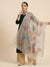 Luxe Organza Women Beige Dupatta with Handbrush Floral Art & Beads
