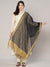 Black Chanderi Silk Dupatta with Gold Border & Tassels (Size: 2.5x1 m Approx)
