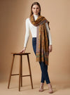 Signature Kalamkari Printed Bamboo Silk Mustard Stole