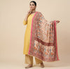 Chinon Floral Mirror Work Women Multicolor Dupatta with Designer Printed Panels & Lace Border