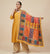 Chinon Floral Mirror Work Women Multicolor Dupatta with Designer Printed Panels & Lace Border