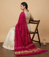 Luxurious Gajji Silk Pink Dupatta with Bandhani Dots & Zari Border