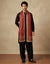 Heritage Phulkari Chinon Maroon Mens Dupatta with Elegant Lace Border