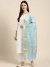 Light Blue Organza Meena Jaal Dupatta | Elegant Sheer Festive Drape