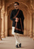 Woolen Mens Shawl in Warm Black with Heritage-Inspired Embroidered Border (80 x 40 Inches)