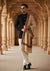 Woolen Mens Shawl in Warm Beige with Heritage-Inspired Embroidered Border (80 x 40 Inches)