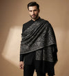 Mir-e-Khas Kashmiri Sozni Jaal Black Shawl for Men – Wool Blend