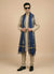 Banarasi Silk Mens Dupatta – Blue with Zari Buta & Border Work