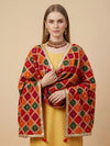 Luxe Chinon Women Phulkari Multicolor Dupatta with Mirror Detailing, Tape Border & Latkan Tassels
