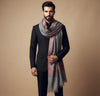Mir-e-Khas Men's Kashmir-Inspired Kingri Jacquard Woven Grey Shawl with Floral Border