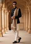 Brown Woolen Mens Shawl with Gold Border – 80x40 Inches