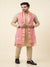 Cotton Silk Mens Dupatta – Pink with Zari Buta & Border Work