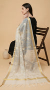 White Organza Meena Jaal Dupatta | Elegant Sheer Festive Drape