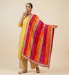 Luxe Chinon Multicolour Mirror Work Embroidered Phulkari Dupatta with Scalloped Lace Border