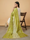 Luxe Chinon Womens Green Dupatta – Embellished Grid Work with Lace Border