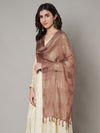Brown Cotton Woven Check Dupatta with Tassel Detailing (Size: 2.5x1 m Approx)