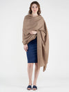 Solid Brown Fine Wool Women Shawl – Soft Winter Wrap (80 x 40 Inches)