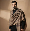 Mir-e-Khas Men's Kashmir-Inspired Jamawar Floral Paisley Vine Beige Shawl